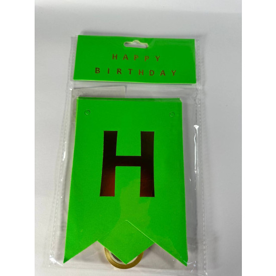 Гирлянда-флажки "Happy birthday"  12 х 17см,салатовый Зеленый Unison (HB-1095 light green)