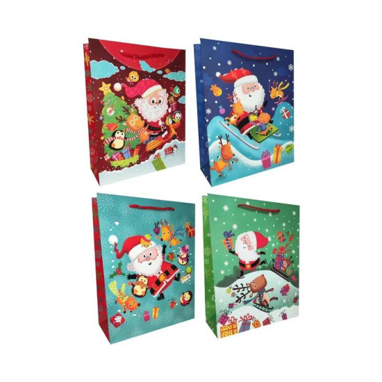 Пакет подарунковий новорічний 200г, 26 х 32 х 10см, 4 дизайна Різнокольоровий Unison (YM-S-1636-M-1)