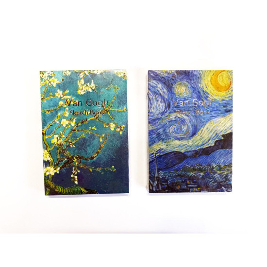 Блокнот А5, 112 л. твердая обложка "Ван Гог-Звездная ночь" белый лист, 100г/кв.м, 2 дизайна (10005)