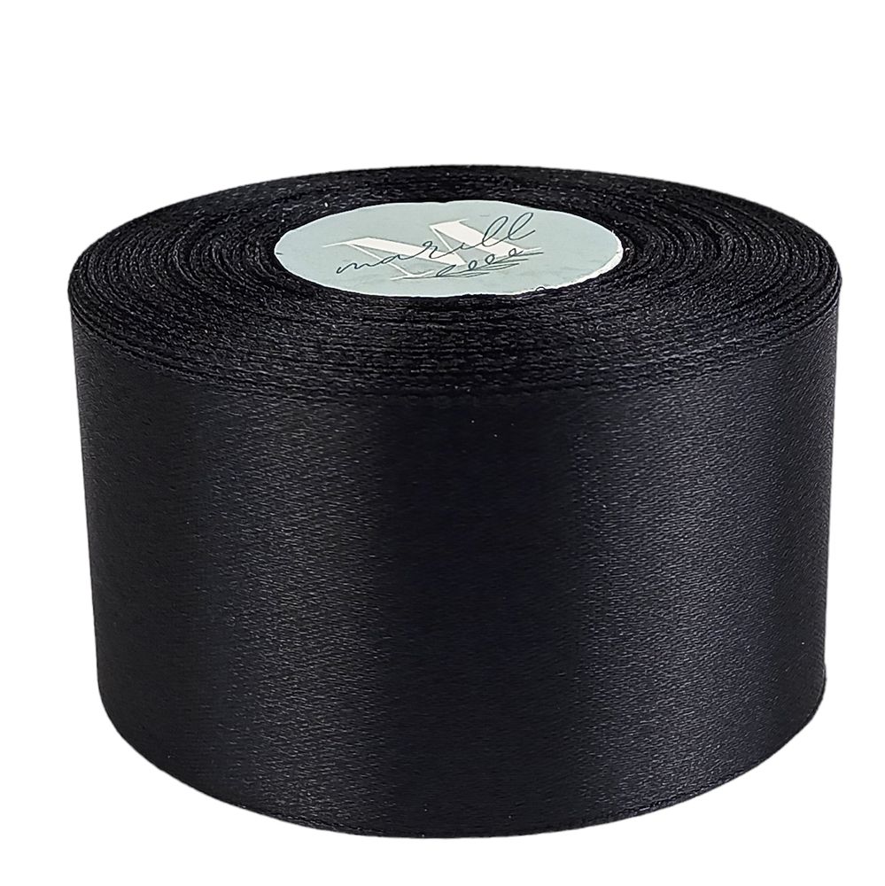 Атласна стрічка 4см (±5мм) x 33м Чорний Marill (LA4033-39)