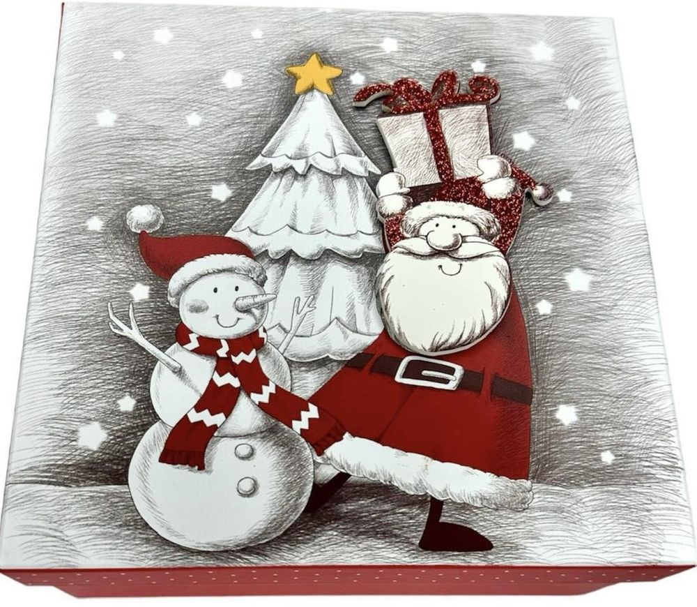 Подарочная новогодняя коробка квадратная - "Санта Клаус и снеговик", в наборе - 3шт., 93209-3 Разноцветный Unison (93209-3)