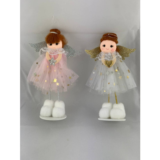 Іграшка декор новорічна "Стоячий янгол" 17см Різнокольоровий Без бренду (230443)