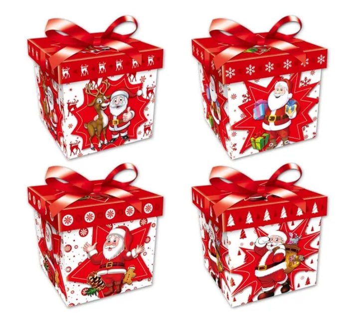Коробка-бокс подарочная разборная "Новогодняя" 22 х 22 х 22см, 12шт/уп Красный Unison (bl2301-155)
