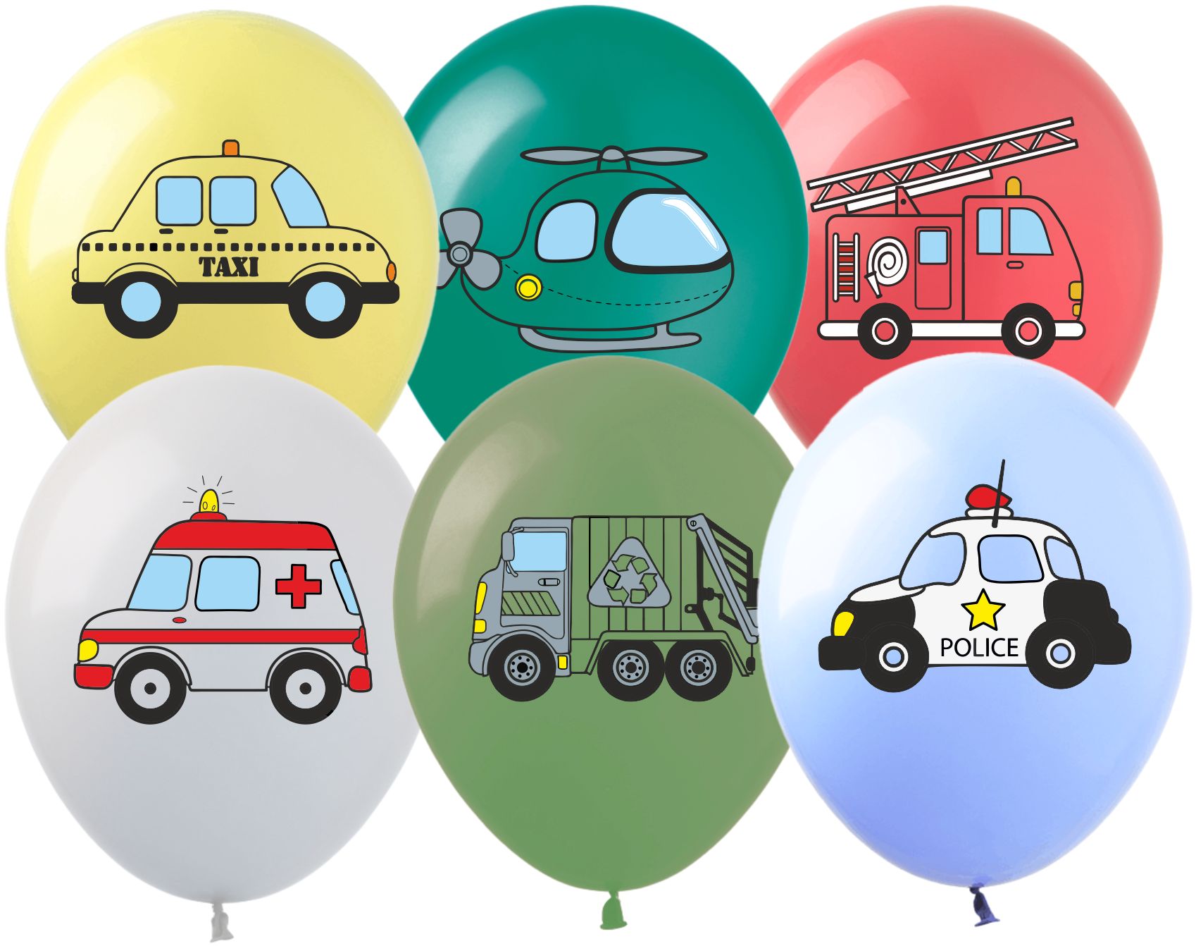 Шарики 12" (30см) "Транспорт"  10шт Разноцветный Pelican (828535)