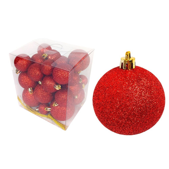 Набор новогодних шаров - красный, 30шт разного диаметра (11562167 red)
