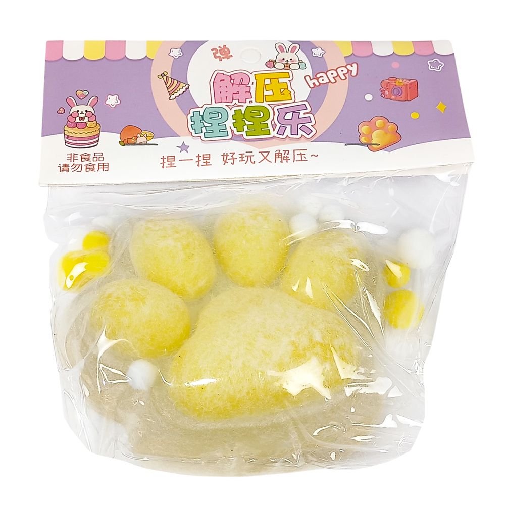 Таба сквиш антистресс лапка меховая ароматизированная 12см жовта (713002  white + yellow)