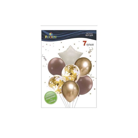 Набор из 7 шаров "Звезда, молочно коричневый микс с хромом" Pelican (837325)