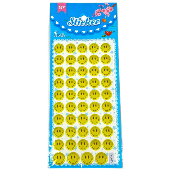 Наклейка пластиковая с фольгой Смайлы 24 х 10см (Y-L033)