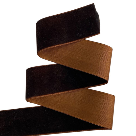 Бархатная лента  4 см (±5мм) х 30 ярдов Коричневый Marill (D00840-   22)