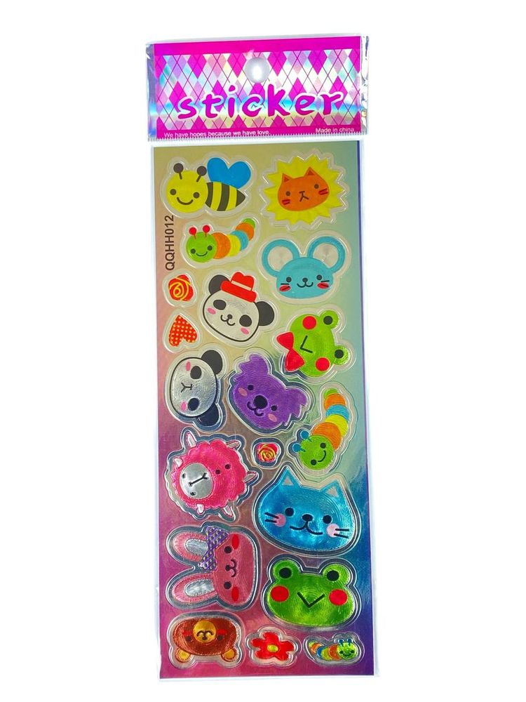 Наклейка пластиковая лазерная 7 х 17см "Животные" (QQHH012)