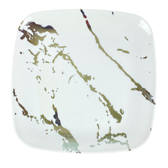 Тарелки мраморные пластиковые многоразовые квадратные 25см "Style Ware" серебро, 10шт/уп Unison (7500-201-1)