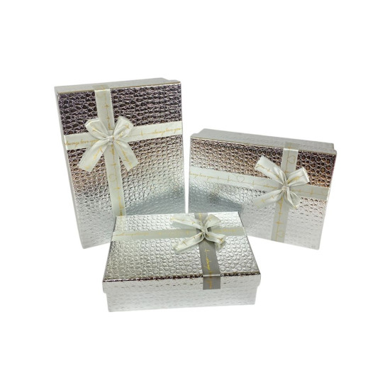 Набор коробок 3 шт прямоугольные, 29 х 21 х 10см  Крокодил (10235-silver)