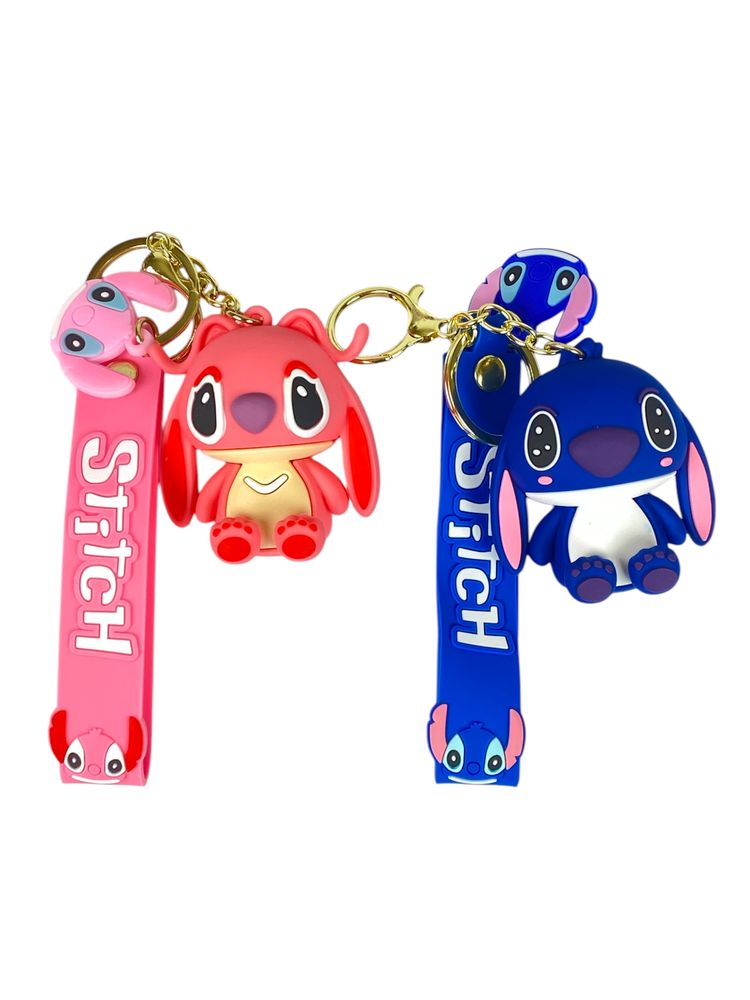 Брелок игрушка для ключей на рюкзак или сумку Стич - 6см (синий и розовый) (KT-1)