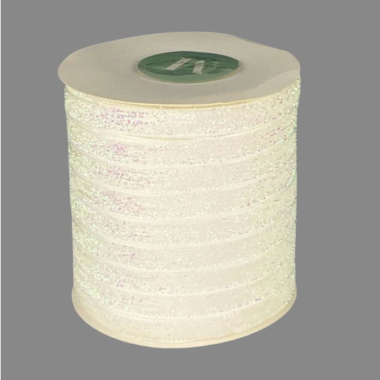 Бархатная лента с люрексом 1,0 см х 50 ярдов Белый Marill (D00710- 28)