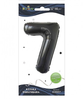 Цифра фольгированная  "7" черная 32"(80cm) Pelican (830957)