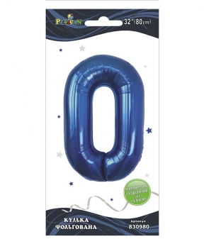Цифра фольгированная  "0" индиго 32"(80cm) Pelican (830980)