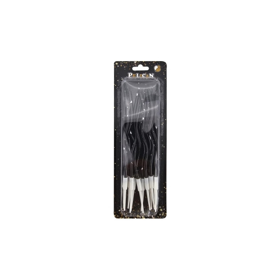 Свічки "Хвилька 12 штук" чорний з срібними крапочками (861113)