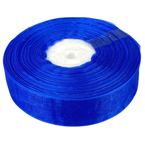 Лента с органзы  синяя 2,5 см х  50 ярдов Синий Marill (D02025-1040)