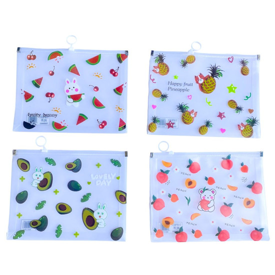 Папка для зошитів А5+ на блискавці "Фрукти та звірята" 24 х 18,5см (527)