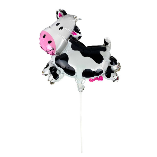 Кулька надувна фольгована mini Myler, Корівка + палиця пластикова 30см (BP10840/MN020)