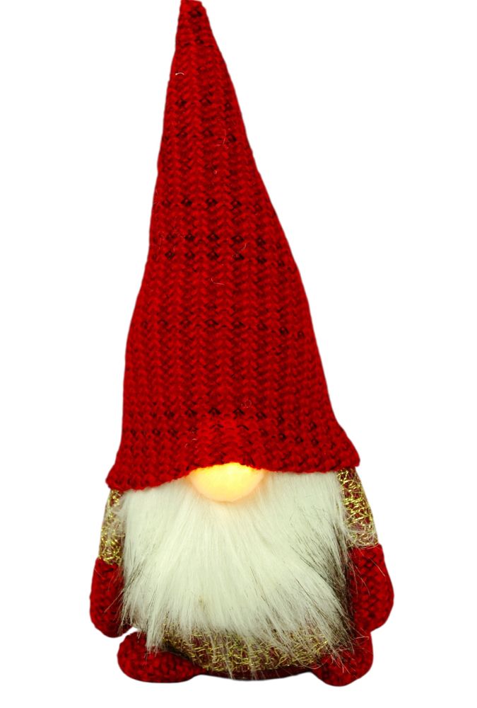 Новогодняя мягкая игрушка Гном светящийся 26 см (L01139)