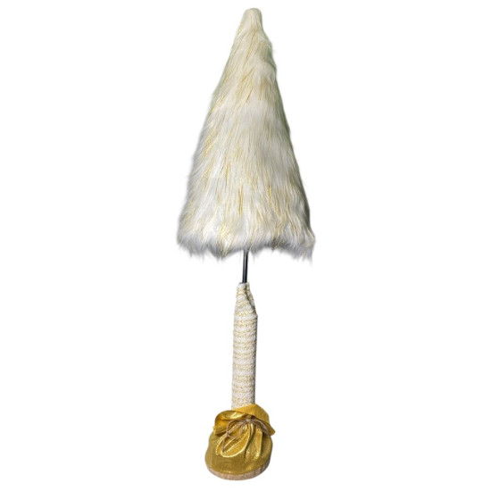 Меховая елка декоративная 33 х 33 х 102 см, белая с золотом (L01157)
