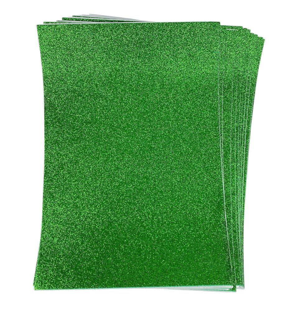 Фоаміран 1,7мм зелений з глітером  10 аркушів   (самоклейка) Зелений Josef Otten (17GLKA4-18)