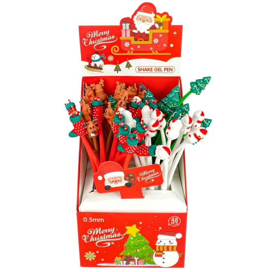 Ручка гелева синя 0,5мм Новорічна (B3835)