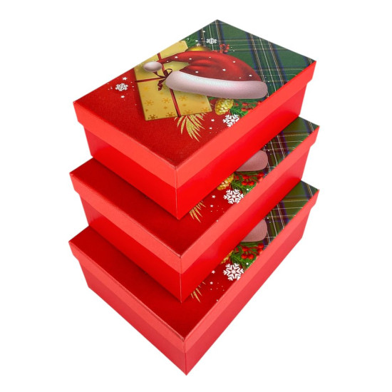 Подарункова новорічна коробка 23 х 16 х 9,5смм, 3шт/наб (1037Y-005L)