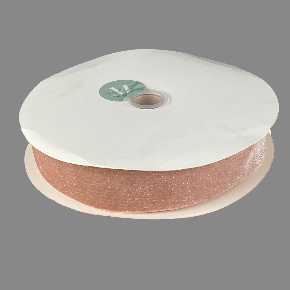 Бархатная лента  блестящая 4,0 см х 30 ярдов Marill (D16740- peach)