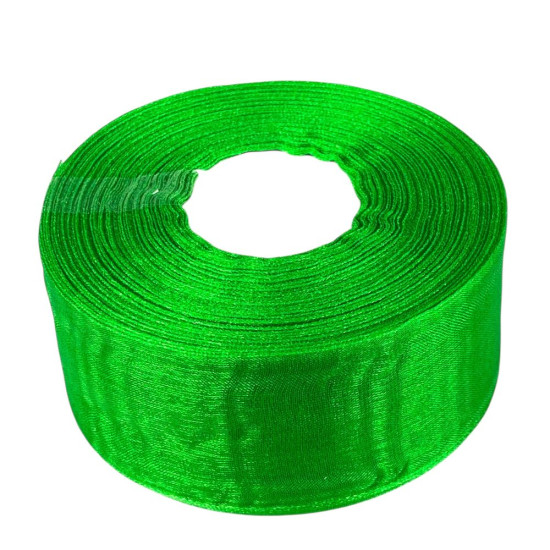 Стрічка з органзи зелена 4,0 см х 50 ярдів Зелений Marill (D02040-1019)