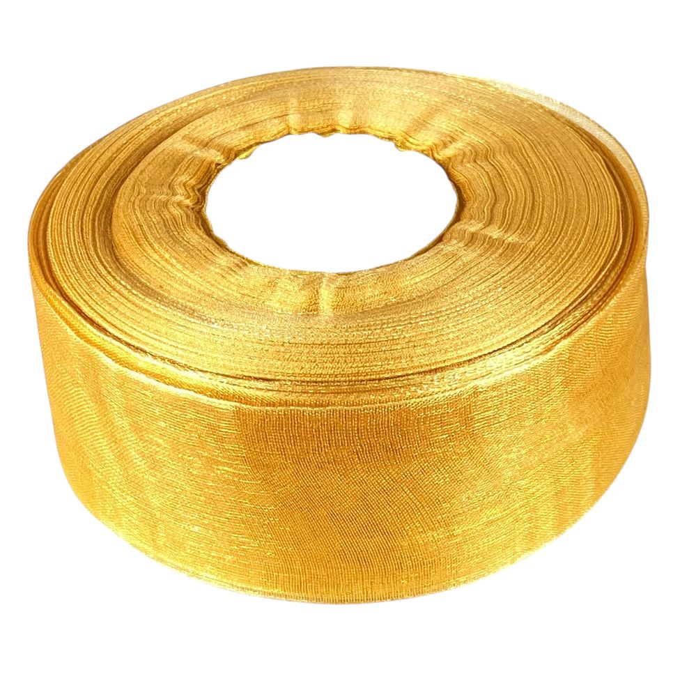 Стрічка з органзи "золоте сяйво" 4,0 см х 50 ярдів Золотий Marill (D02040-bk35)