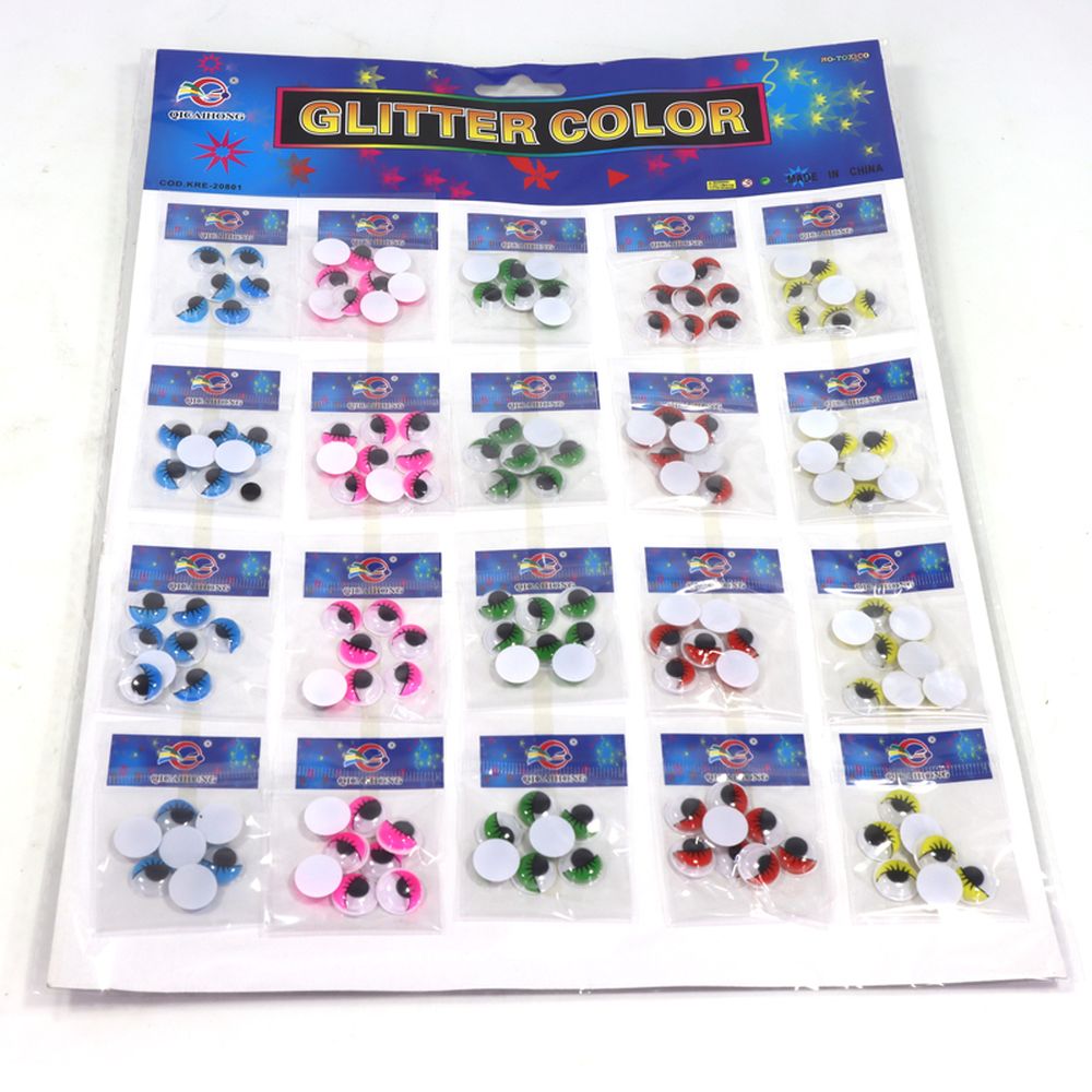 Глазки пластиковые, с ресницами, 5 цветов, 13мм (929447)