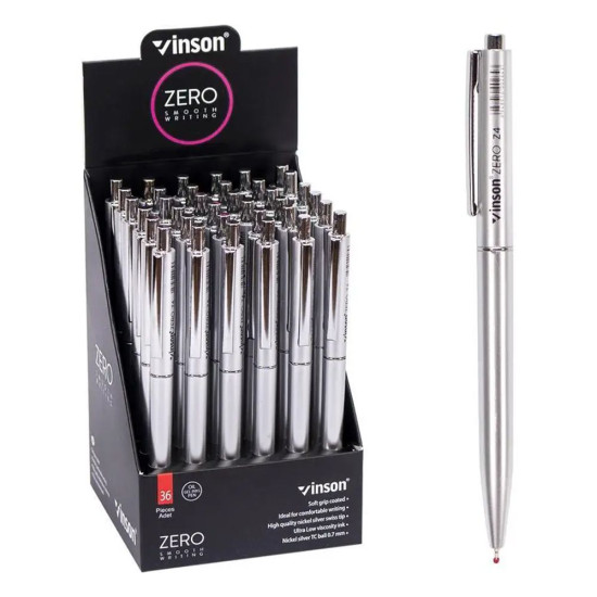 Ручка шариковая автомат синяя 0,7мм  (серебро), Vinson Серебряный Vinson (Z4-1)