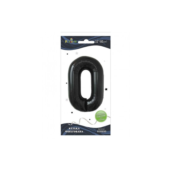 Цифра фольгована  "0" чорна  32"(80cm)  Pelican (830950)