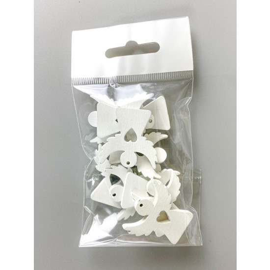 Деревянный ангел с сердечком 2 х 3см, белый, 10шт (TK-013)