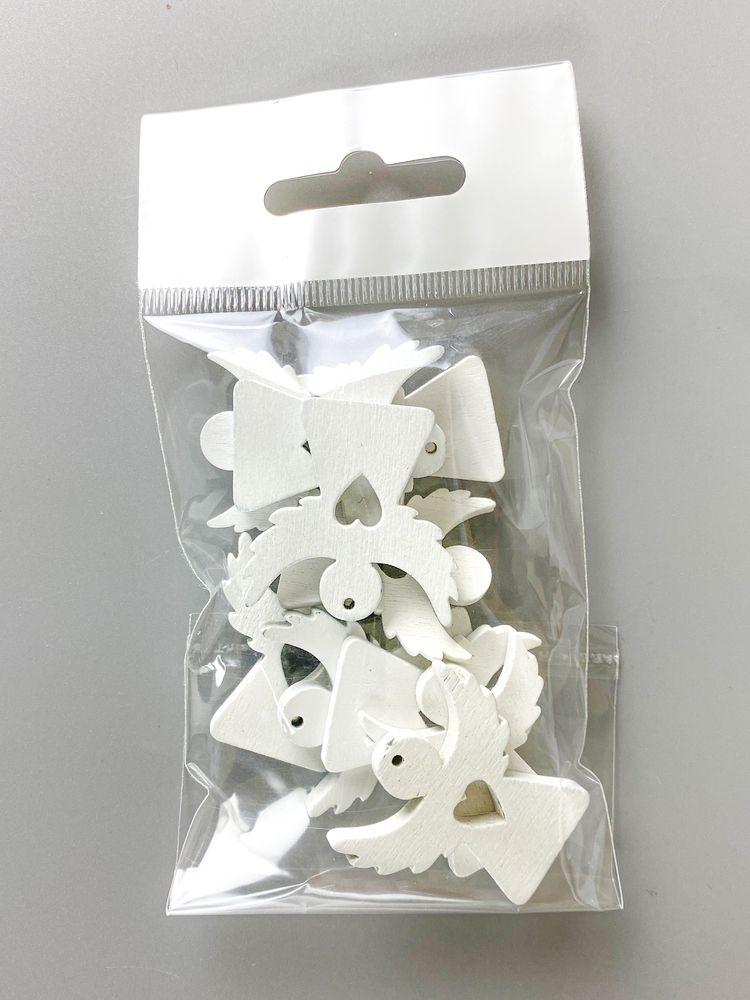 Деревянный ангел с сердечком 2 х 3см, белый, 10шт (TK-013)