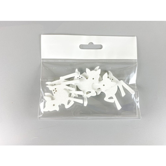 Деревянный бемби 5 х 6см, белый, 5шт (TK-019)