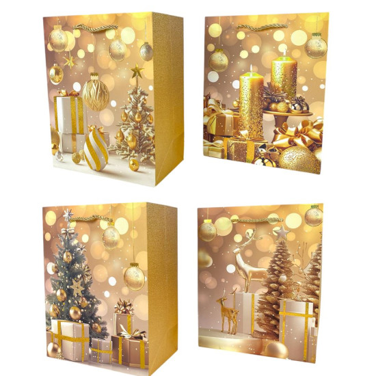 Пакет подарунковий  новорічний , 18 х 23 х 10cm 4 дизайни (814S)