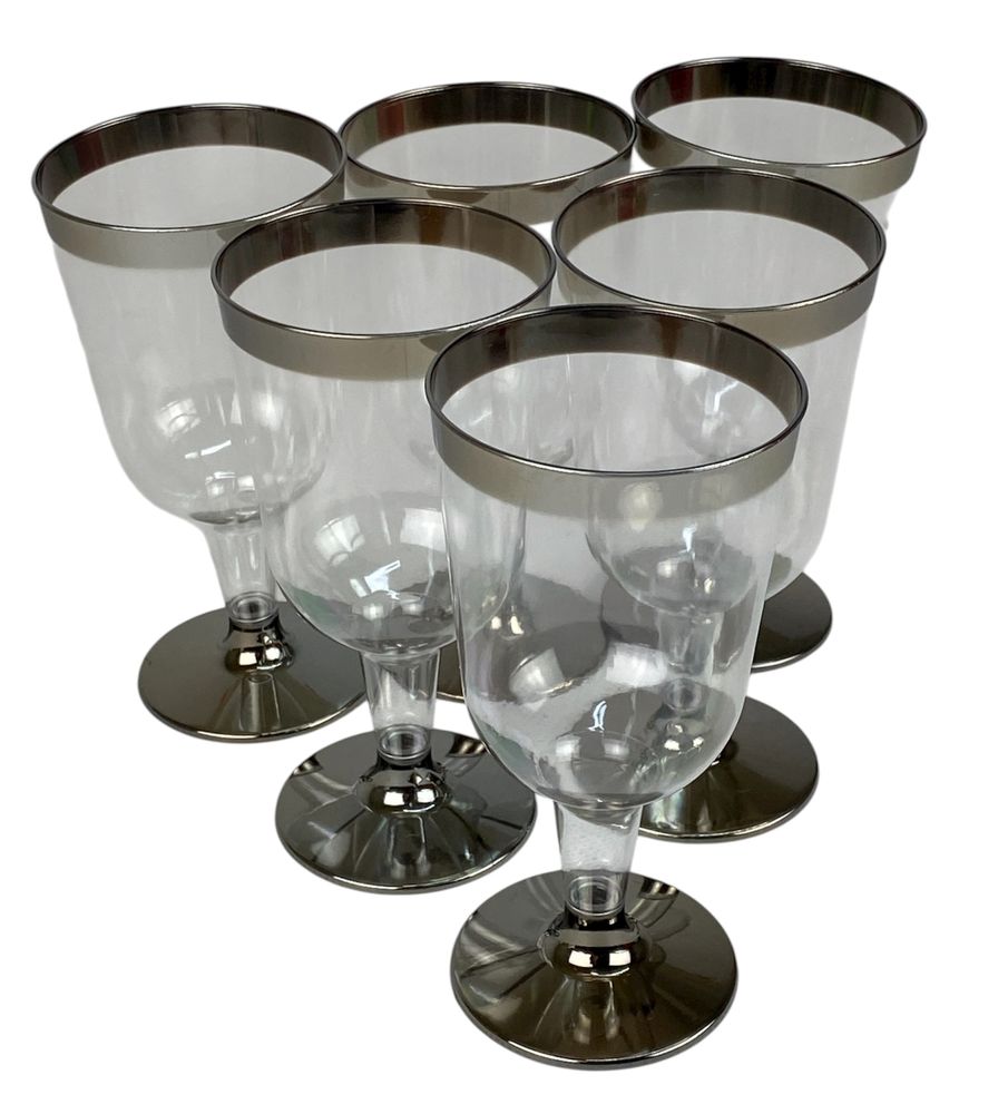 Бокалы пластиковые многоразовые серебро, 6шт/уп Unison (7500-61)