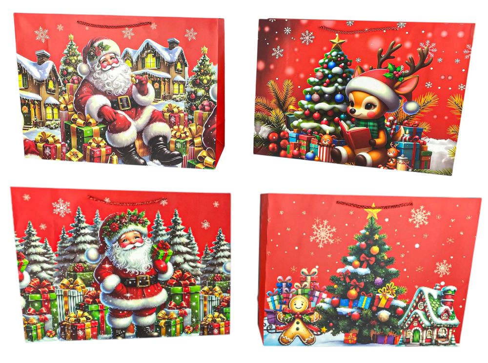 Пакет паперовий подарунковий Новорічний 42 х 31 х 14см,210г/м2 (618-42)