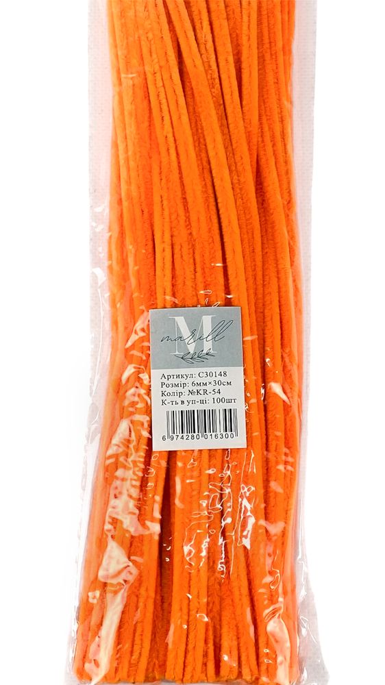 Синельная проволока, 300 х 6мм неоновый оранжевый, 100 шт Marill (C30148-T16)