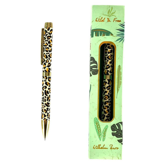 Ручка кулькова автоматична, металева, з леопардовим принтом (WB167)
