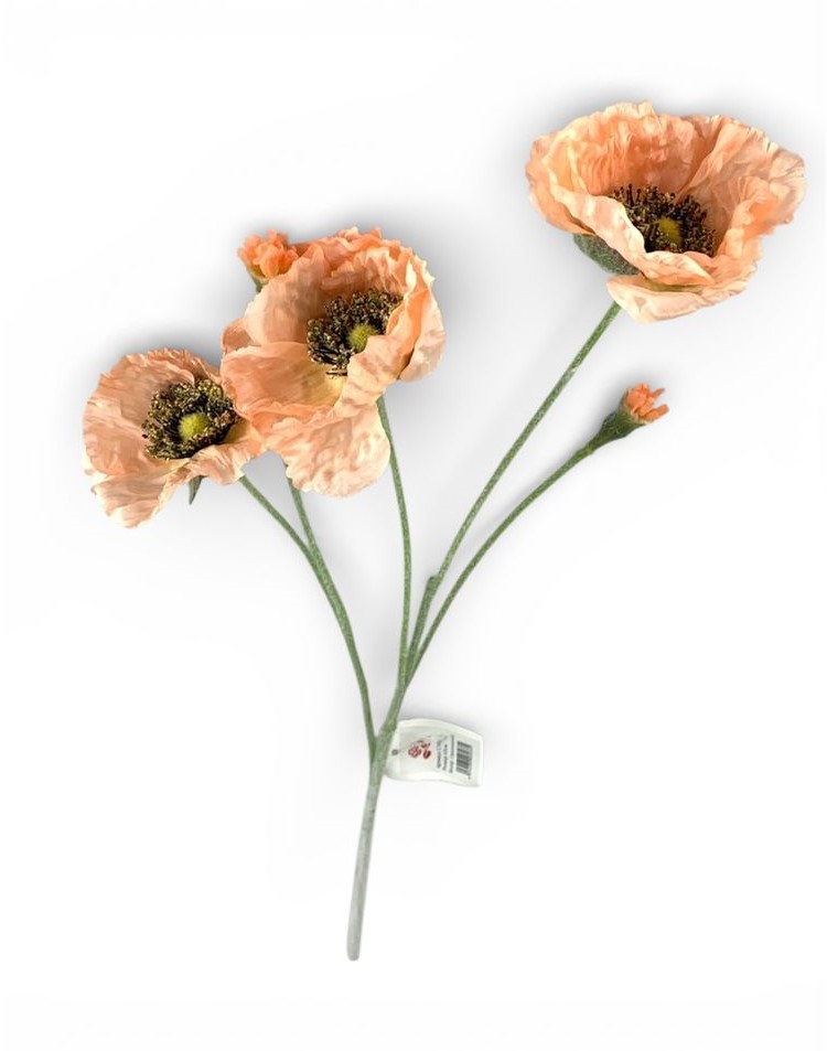 Ветка с маками, 65 см, пудра Unison (c30511-2)
