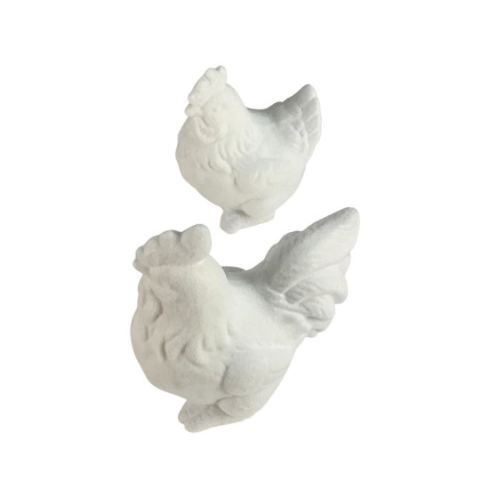 Фигурка для пасхального декора "Петушок и курочка" белые  бархатные 12см Белый (L00198)