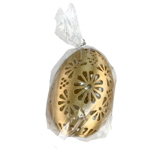 Пасхальне Еко яйце-декор "Рішельє"  з ажурними квітковими вирізами, золото 15х10см Золотий (L00199)