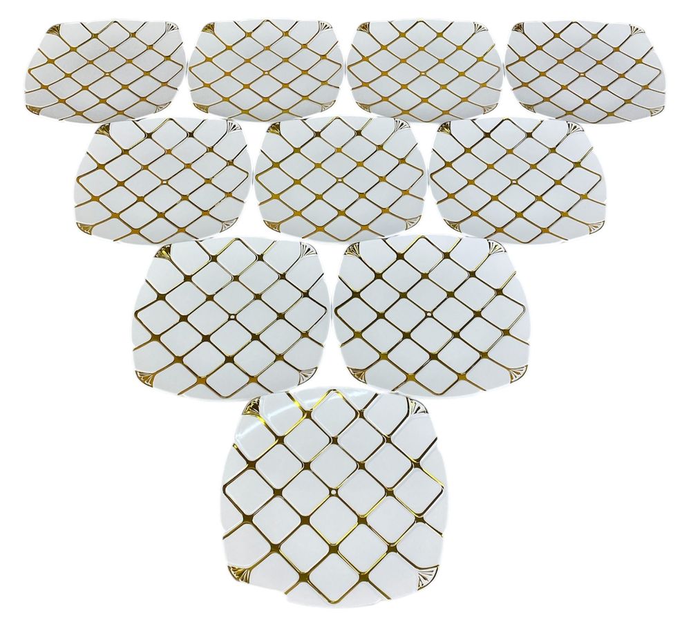 Тарелки золотые пластиковые многоразовые квадратные 18 х 18см, 10шт/уп Unison (7500-204)