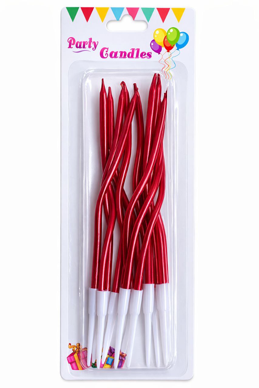 Набір свічок для торту "Коктейльний 15см",  червоний,  12шт Червоний (067025)
