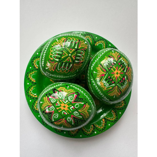 Набор декоративных деревянных писанок на тарелку с традиционным орнаментом Зеленый Unison (L-001  green)