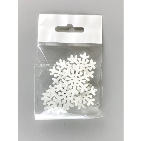 Дерев'яна сніжинка-підвіска з сердечками  2 х 3см, біла, 10шт (TK-011)